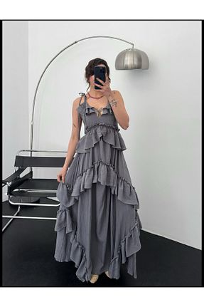 لباس طوسی زنانه مخلوط کتان Bak
