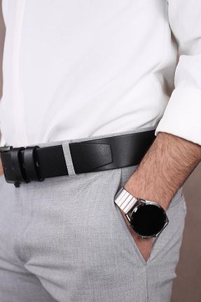 کمربند مشکی مردانه چرم خالص Walkenzo - کد 903529674