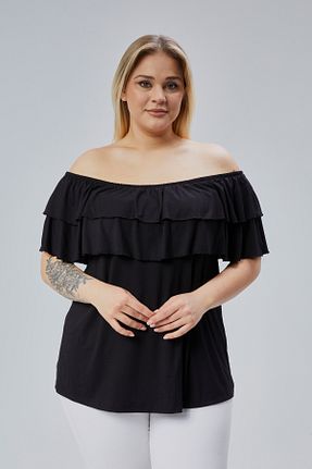 بلوز سایز بزرگ مشکی زنانه سایز بزرگ Curvy Trend - کد 903569949