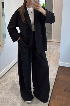 ست بالاتنه و پائین تنه مشکی زنانه بافتنی Suzi - کد 903595812
