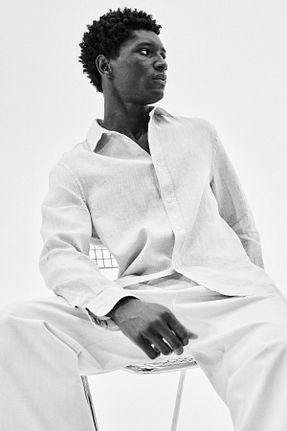 پیراهن بژ مردانه یقه پیراهنی H&M - کد 903628509