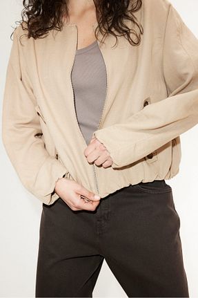 کت بژ زنانه مخلوط کتان H&M - کد 904710501