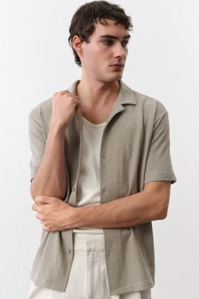 پیراهن خاکی مردانه یقه پیراهنی H&M - کد 903627761