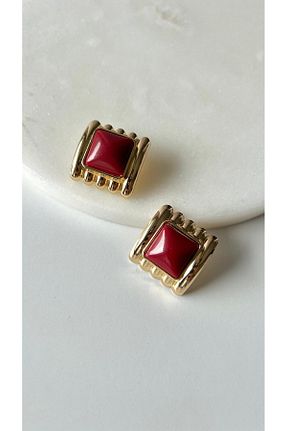 گوشواره جواهر زرد برنجی rimeaccessories - کد 903631727