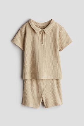 ست بالاتنه و پائین تنه بژ بچه گانه H&M - کد 904710365