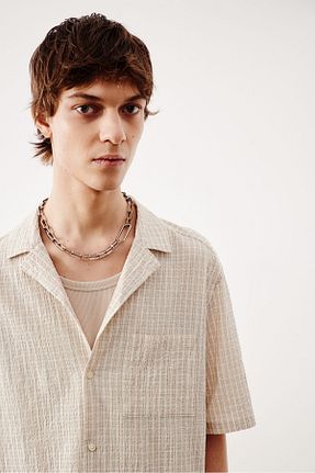 پیراهن بژ مردانه Loose H&M - کد 903628474