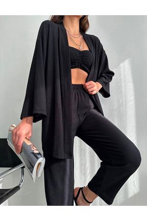 ست بالاتنه و پائین تنه مشکی زنانه بافتنی novalook - کد 903635080