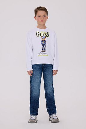 سوئیشرت سفید بچه گانه چاپی Guess - کد 905842924