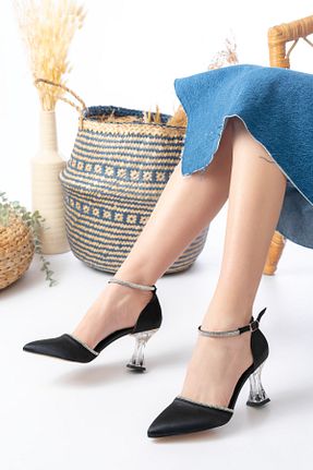 کفش پاشنه بلند کلاسیک مشکی زنانه ساتن Egepass - کد 903719640