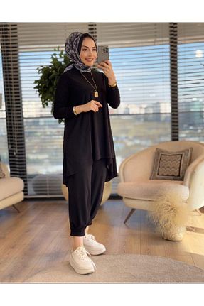 ست بالاتنه و پائین تنه حجاب مشکی زنانه رگولار Seda Official - کد 903721563