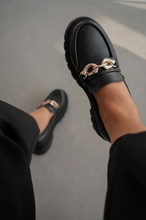 کفش لوفر مشکی زنانه چرم لاکی selinshoes - کد 904799199