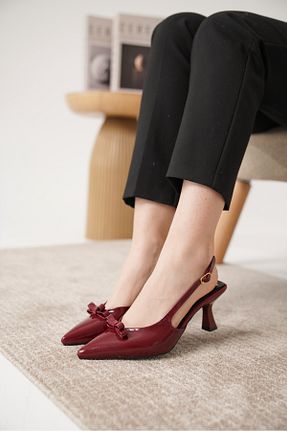 کفش پاشنه بلند کلاسیک زرشکی زنانه بافتنی Daxtors - کد 903744695