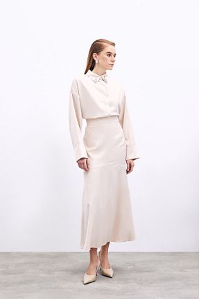 دامن بژ زنانه ساتن Sateen - کد 903739864