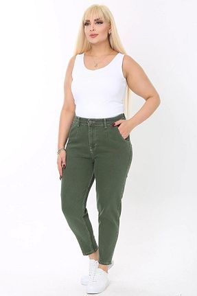 شلوار سایز بزرگ خاکی زنانه پنبه ای CEDY DENIM - کد 456647359