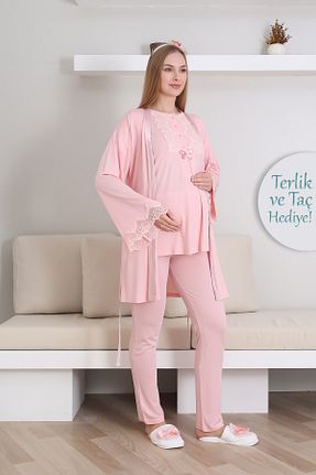 ست لباس راحتی بارداری صورتی زنانه پنبه ای ERDENİZ TEKSTİL - کد 904106062