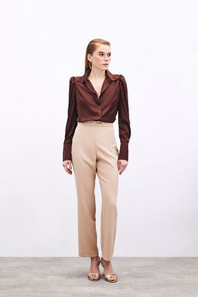 شلوار قهوه ای زنانه پلی استر Sateen - کد 743032670