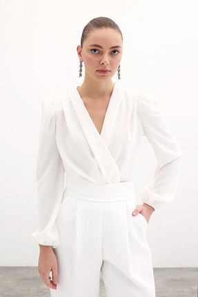بلوز نباتی زنانه ساده Sateen - کد 267170490