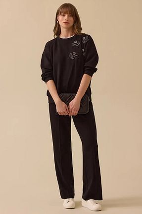 سوئیشرت مشکی زنانه رگولار SEÇİL - کد 903757219
