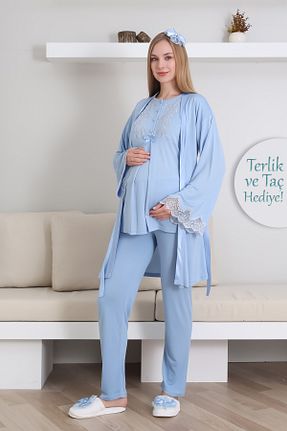 ست لباس راحتی بارداری آبی زنانه پنبه ای ERDENİZ TEKSTİL - کد 904105922