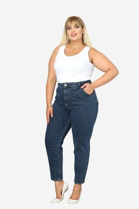 شلوار سایز بزرگ آبی زنانه پنبه ای CEDY DENIM - کد 143385019