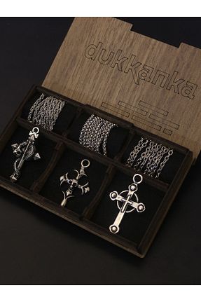 گردنبند جواهر طوسی مردانه روکش نقره Dukkanka - کد 903757526