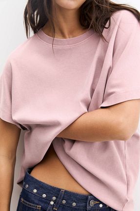 تیشرت صورتی زنانه رگولار Pull & Bear - کد 903768236