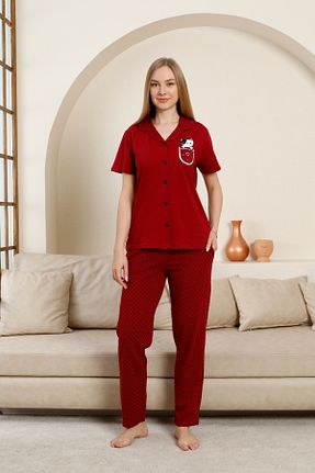 ست لباس راحتی زرشکی زنانه رترو Nisanca - کد 88577632