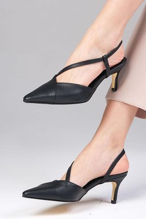 کفش پاشنه بلند کلاسیک مشکی زنانه چرم مصنوعی Mio Gusto - کد 903799911