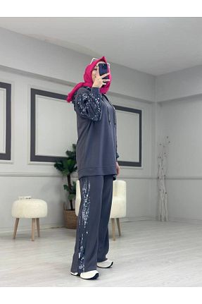 ست بالاتنه و پائین تنه حجاب طوسی زنانه رگولار ButikKardelen - کد 903793235