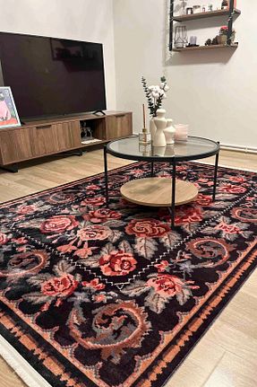 فرش مشکی قابل شستشو Cool Halı - کد 192795441