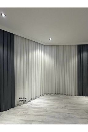 پرده توری سفید ریل دار FİBELA PERDE - کد 903814820