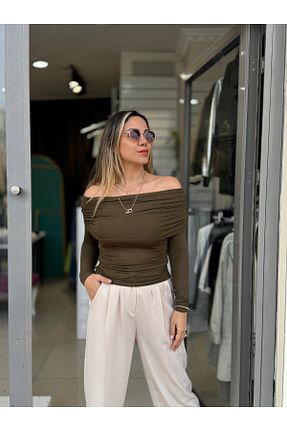 بلوز خاکی زنانه ساده Rozella Butik - کد 903810026