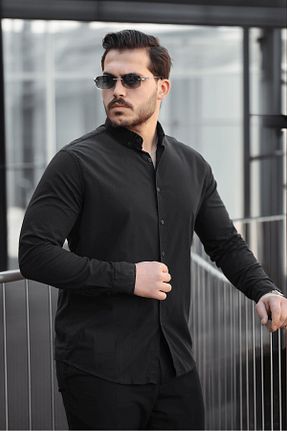پیراهن مشکی مردانه یقه دکمه دار Valiberta - کد 903748757