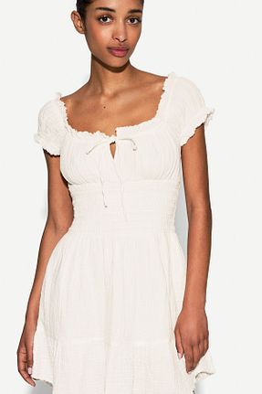 لباس سفید زنانه بافتنی Bershka - کد 903816664