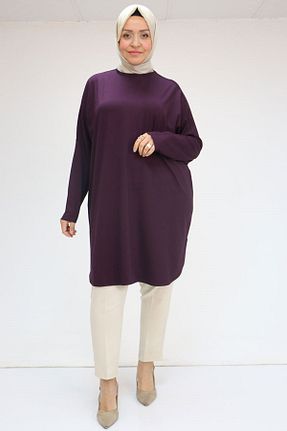 تونیک سایز بزرگ بنفش زنانه بافتنی Eslina - کد 735038158