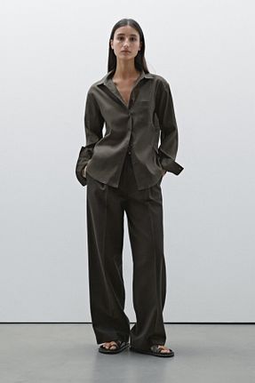 پیراهن طوسی زنانه اورسایز Massimo Dutti - کد 903844860