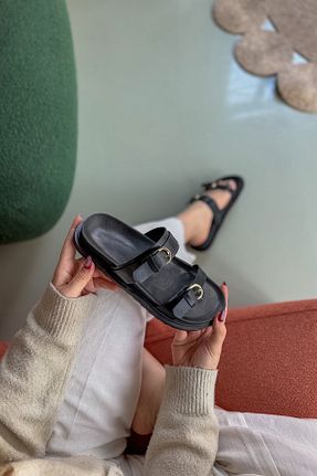 صندل مشکی زنانه پاشنه تخت SHOEBELLAS - کد 903834626