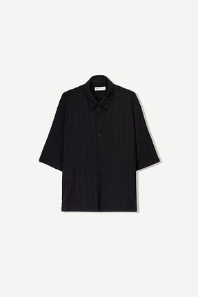 پیراهن مشکی مردانه اسلیم Bershka - کد 903836563