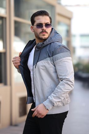 بادگیر و بارانی طوسی مردانه پارچه ByTrend - کد 661207371