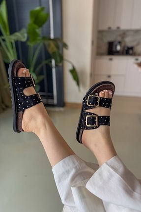 صندل مشکی زنانه پاشنه تخت SHOEBELLAS - کد 903835071