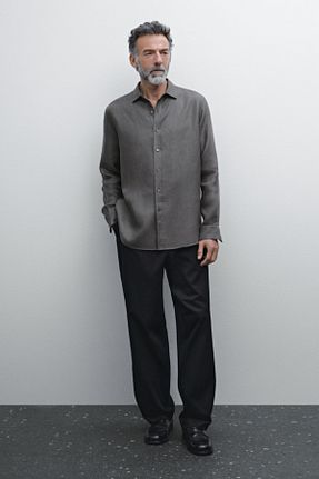 پیراهن طوسی مردانه رگولار Massimo Dutti - کد 903845618