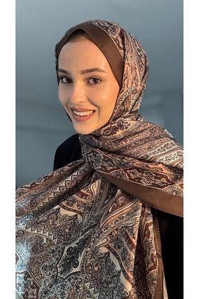 شال قهوه ای زنانه پنبه ای Helyabutik - کد 901731043