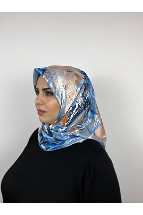 روسری آبی پنبه پلی استر MODA - کد 903859157