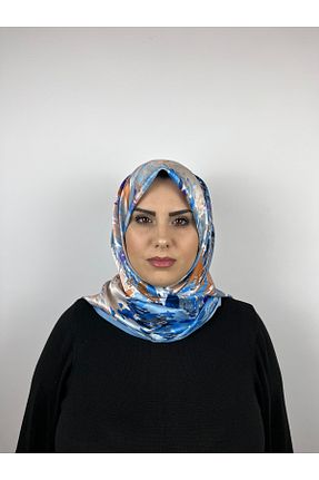 روسری آبی پنبه پلی استر MODA - کد 903859157