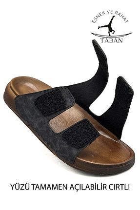 دمپائی مشکی مردانه چرم مصنوعی sermoda - کد 903869475