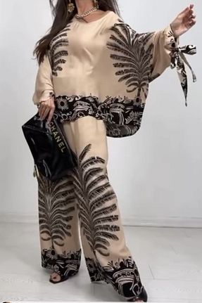 ست بالاتنه و پائین تنه بژ زنانه بافتنی AYASOFYA OTANTIK - کد 903914701