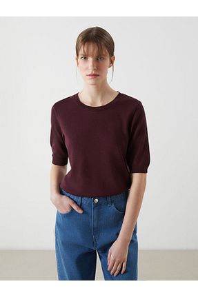 پلیور زرشکی زنانه اسلیم LC Waikiki - کد 921099714