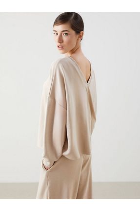 سوئیشرت بژ زنانه ساده LC Waikiki - کد 905054955