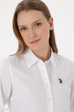 پیراهن سفید زنانه یقه پیراهنی U.S. Polo Assn. - کد 242436964
