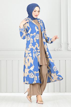 ست بالاتنه و پائین تنه آبی زنانه بافتنی ModaMerve - کد 905754704